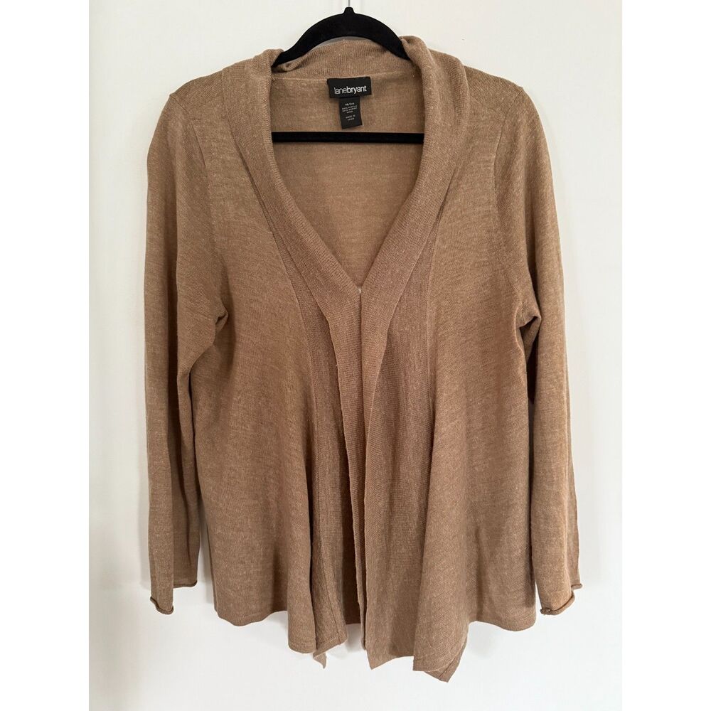 Lane Bryant Wool Blend Tan Cardigan Light Sweater Minimalist Size 18/20